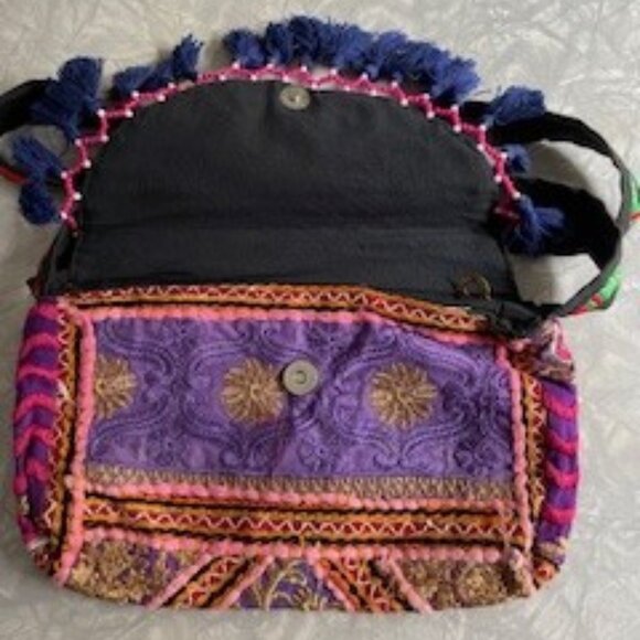 Ethnic Embroidered Boho Crossbody or Clutch Bag - Picture 2 of 5